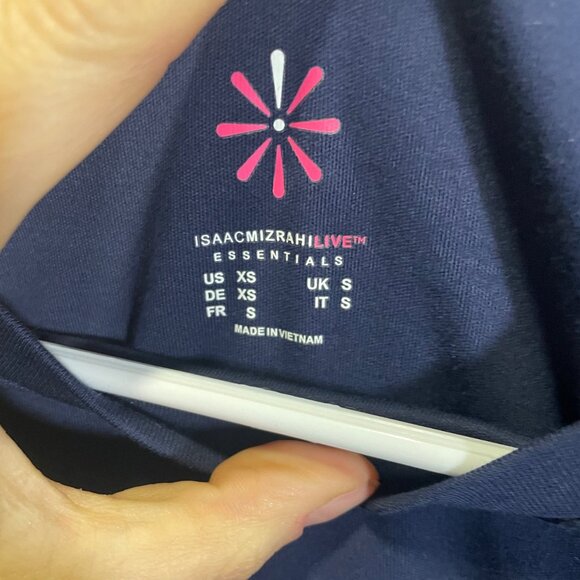 Isaac Mizrahi Live Essentials Womens XS Navy Long Sleeve Crewneck Top - Picture 3 of 4